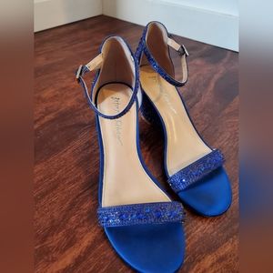 Betsey Johson royal blue sparkly wedge heels, size 7.5